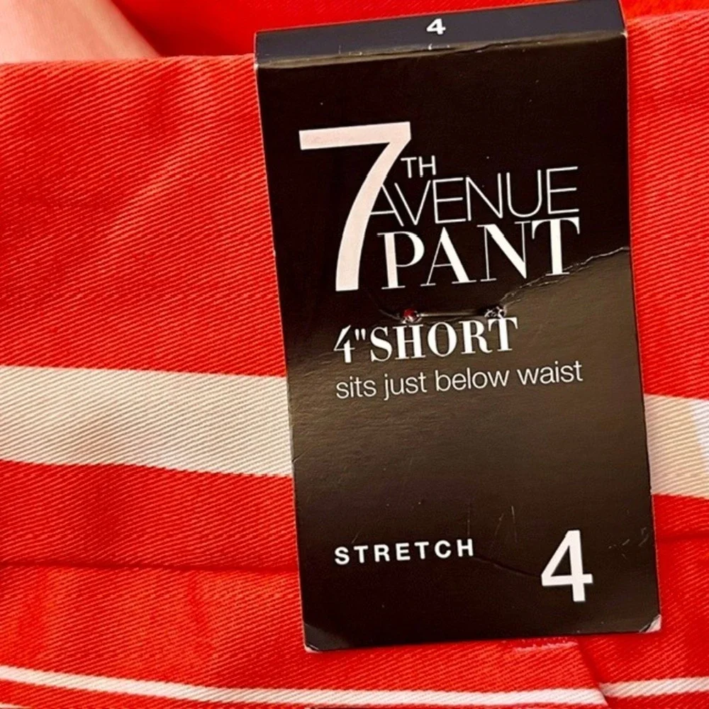 New York & Co 7th Avenue Coral Striped Twill Chino Preppy Resort Shorts Sz 4 New